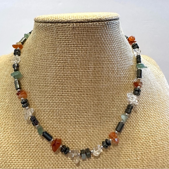 Multi-Color Genuine Gemstone Necklace & Bracelet Set, convertible - Picture 5 of 14